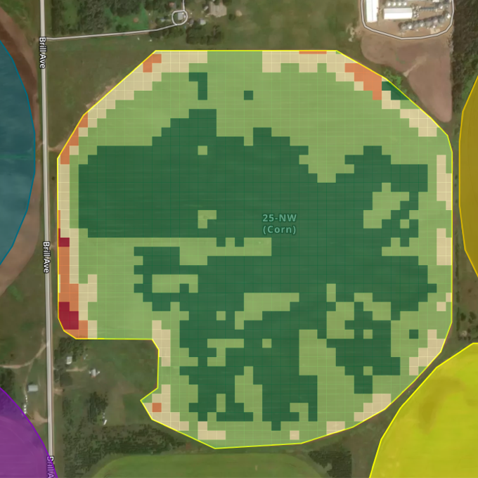 An farm field with zones mapped to squares that match a variable rate applicator.