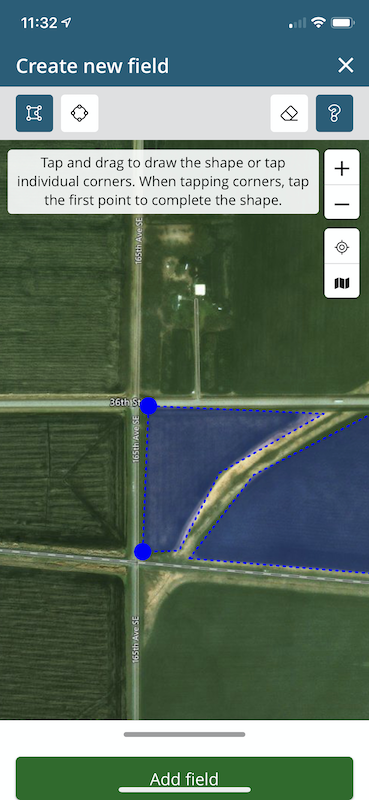 Screenshot of FarmQA Scouting displaying how to draw a multi-polygon field