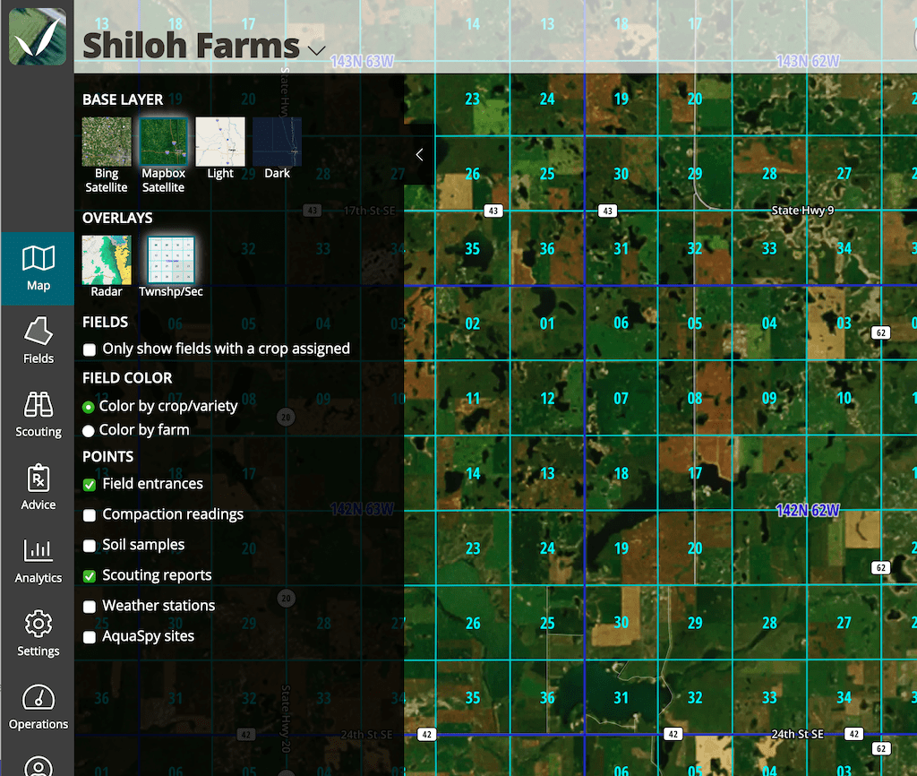 A township section overlay in FarmQA