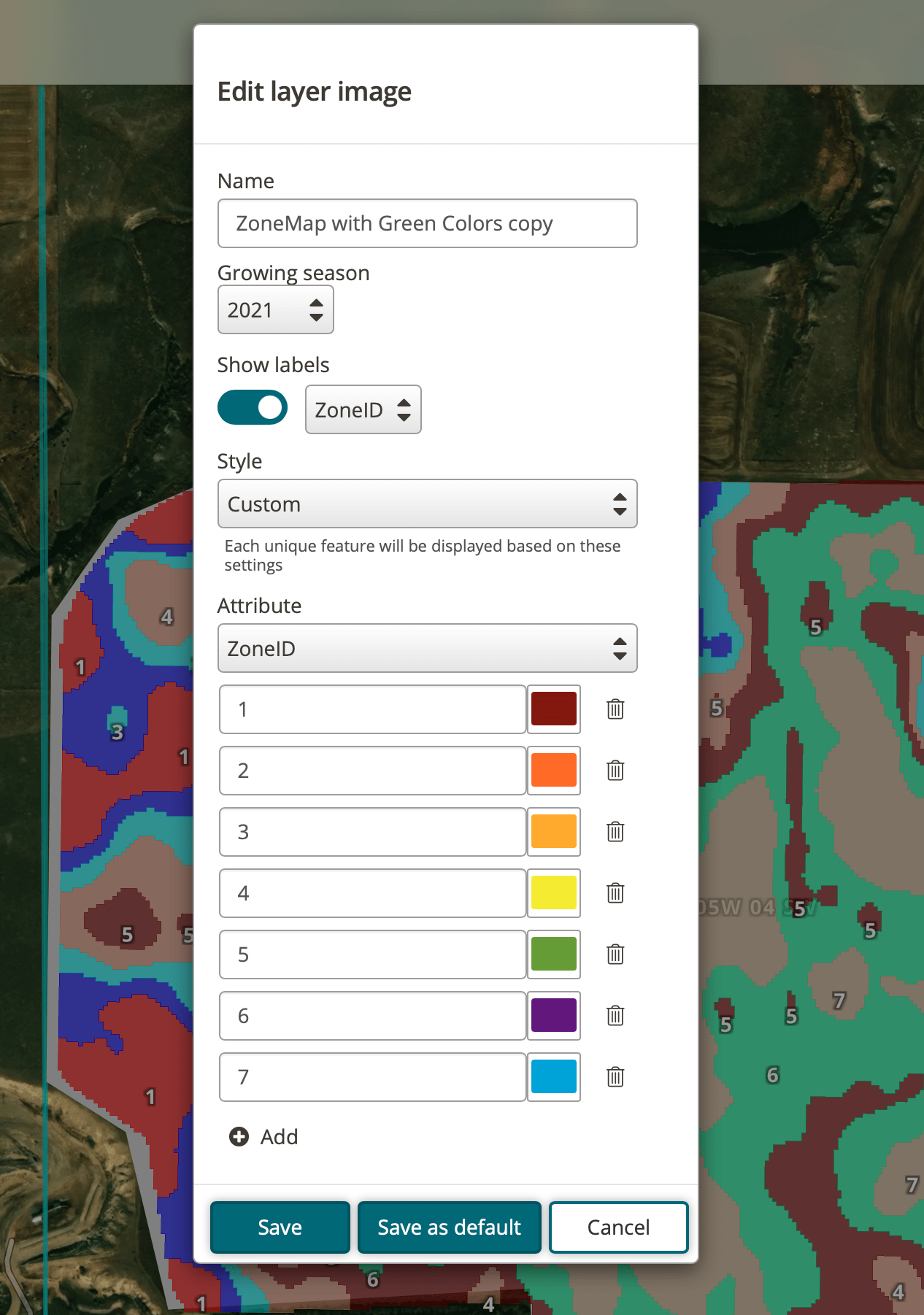 Custom map layer styling in FarmQA