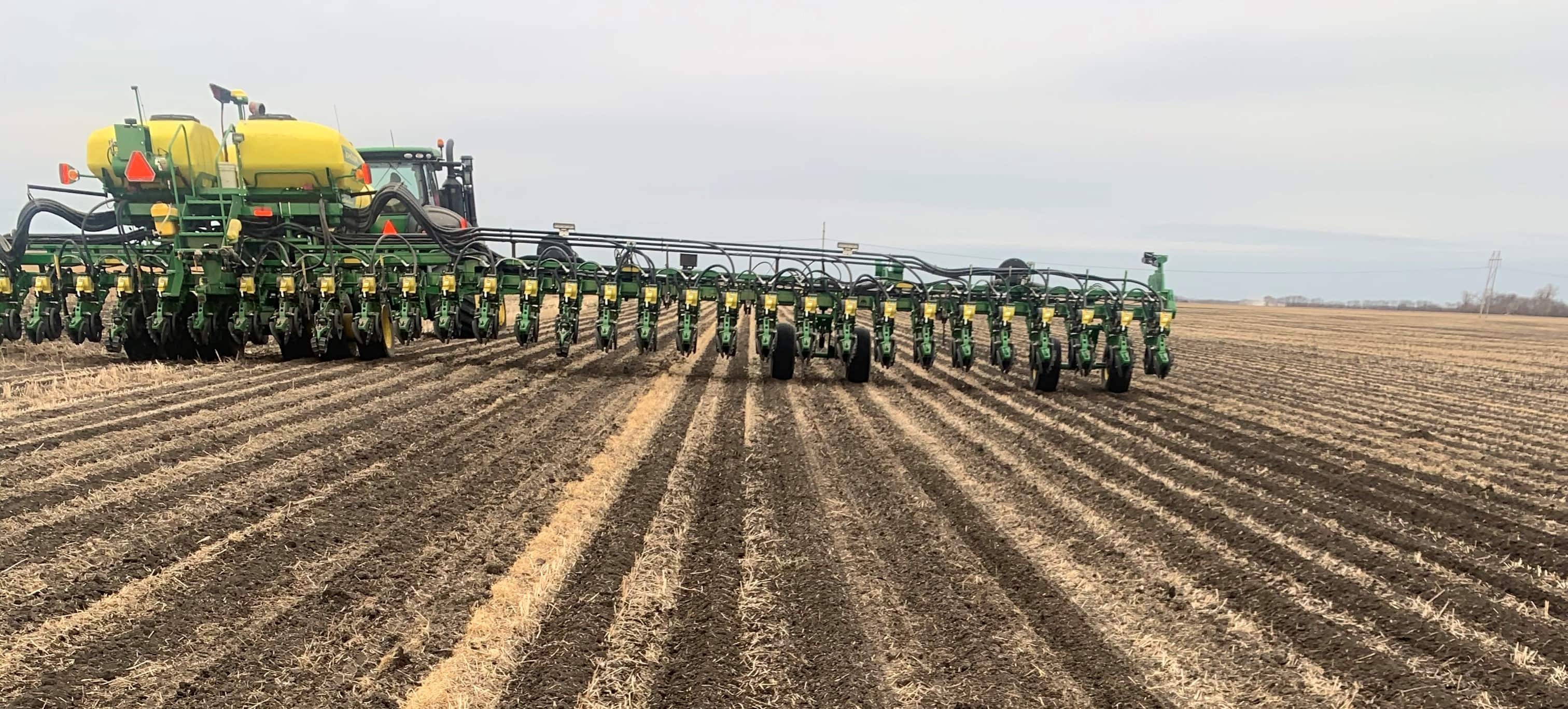 A machine passing over crops