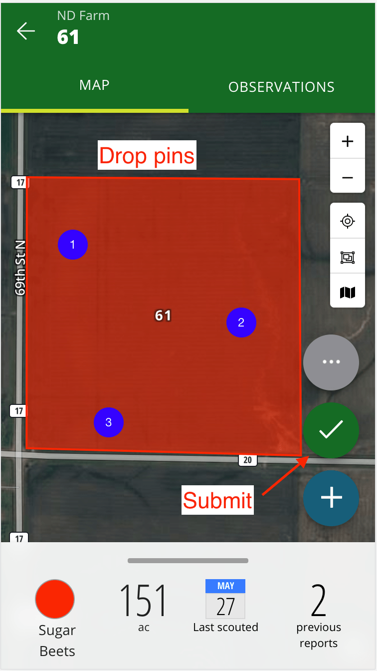 A screenshot of FarmQA controller demonstrating saving locations as way points