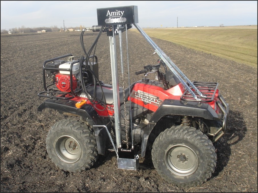 An Amity soil sampling probe mounted on an all-terrain vehicle