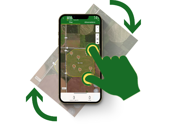 Screenshot illustrating map rotation in FarmQA