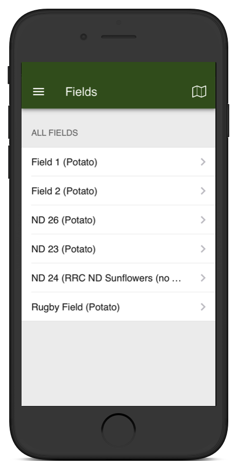 The first version of FarmQA's Scouting app didn't have much for navigation.