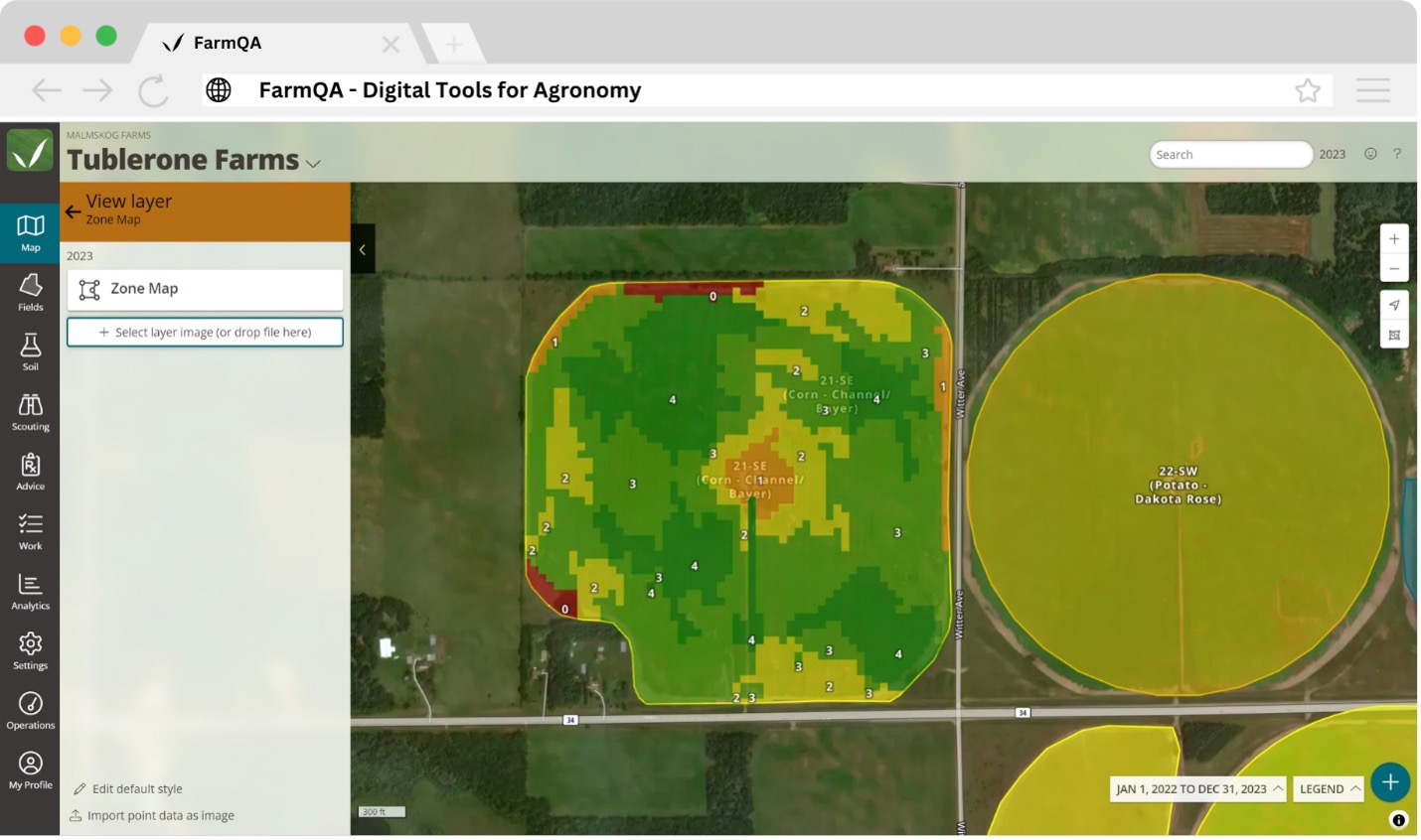 Using spatial datasets in FarmQA for soil sampling