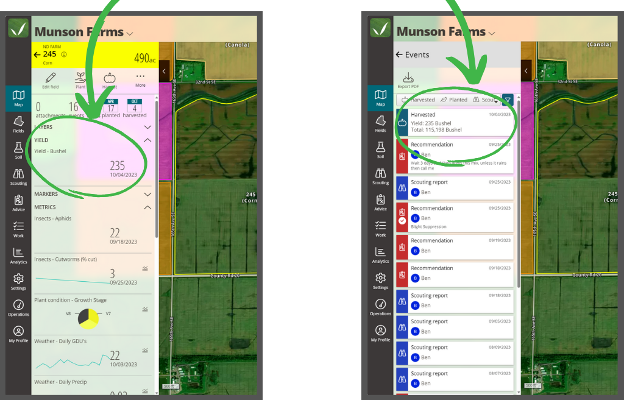 Easily access yield data in FarmQA on the web