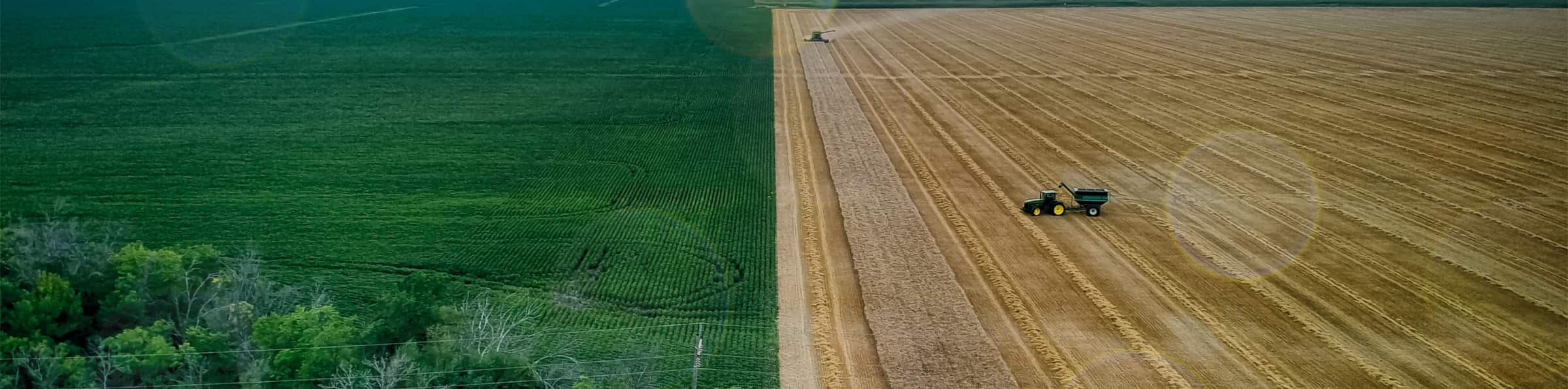 Ariel view of a field being harvested