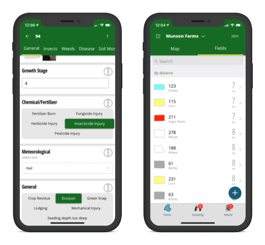FarmQA Scouting app running on Android and iPhone