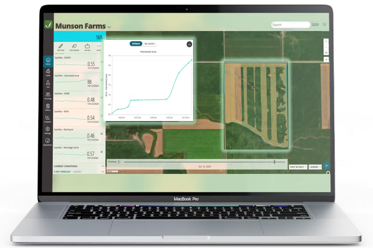 Harvest progress tracking example in FarmQA.